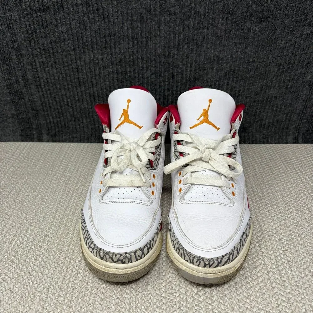 Nike Air Jordan 3 Retro Cardinal Red White Shoes Mens 9 CT8532-126